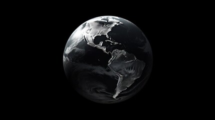 a black and white photo of the earth as seen from space with clouds in the foreground and a black ba