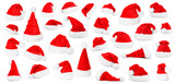 Fototapeta Pokój dzieciecy - Set of many Santa hats isolated on white