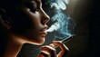 Cannabis smoke inhalation - woman with marijuana weed joint