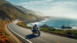 Coastal highway adventure on motorcycle