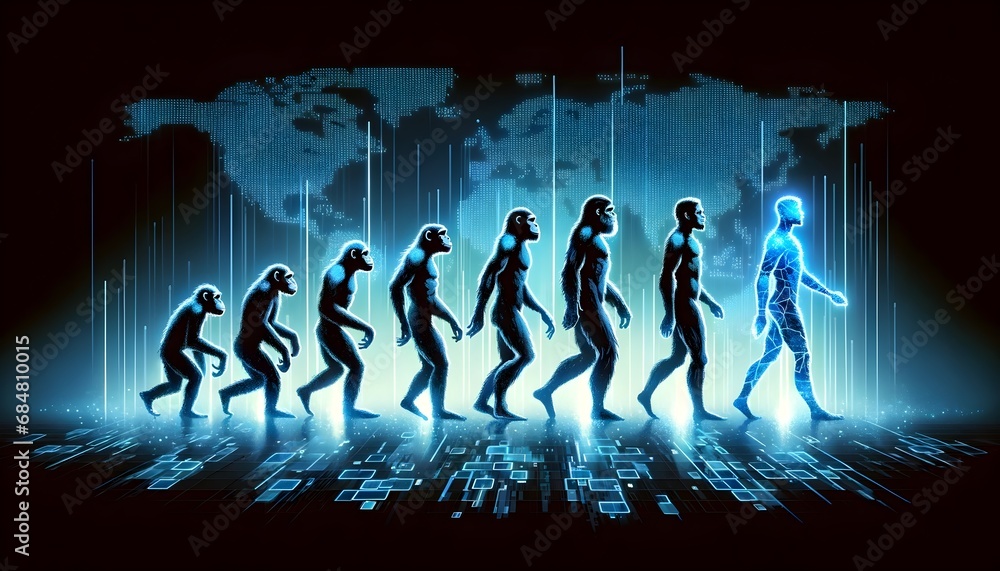 This image displays the iconic march of progress illustration with ...