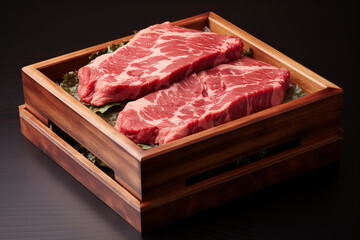 Wall Mural - raw premium meat on a wooden board