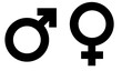 male and female symbols. Gender male, femele symboles. Male and female gender symbols on transparent background
