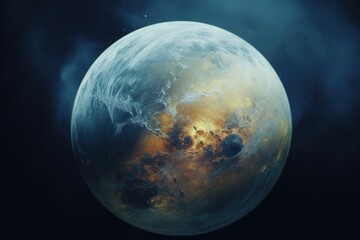 Wall Mural - glowing planet in outerspace orbit. far side of the moon solar lunar terrain. space nebula in the co