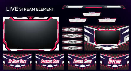 Wall Mural - Redish gradient gaming streaming overlay, facecam, panel and background element design