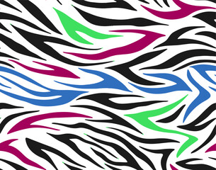 Wall Mural - Full seamless tiger zebra stripes animal skin pattern. Texture for textile fabric print. Suitable for fashion use. Vector illustration.