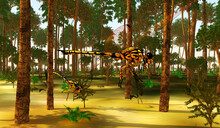 Meganeura Insects In Forest - Meganeura Was An Very Large Insect That Lived In England And France During The Carboniferous Period.