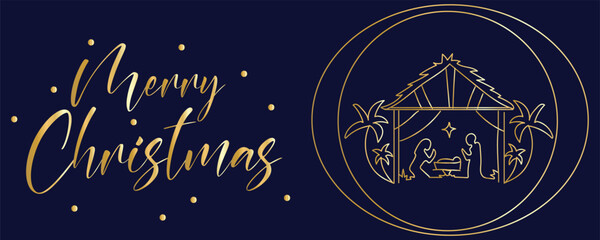 Festive banner for Christmas with Nativity Scene