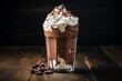 Delicious and indulgent hot chocolate milkshake with whipped cream topping served in a glass