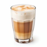Latte Macchiato in a Clear Glass Isolated on White. Generative ai