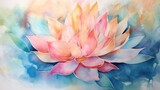 Fototapeta Kwiaty - Soft and Vibrant Lotus Petals in Abstract Watercolor AI Generated