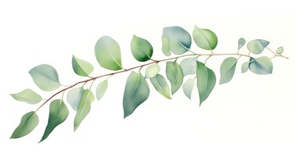 Wall Mural - Watercolor eucalyptus branch. Hand painted illustration on white background Generative AI