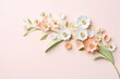 Beautiful spring paper cut flowers on soft pink color background. Valentine's Day, Birthday, Happy Woman Day, Mother's Day. Holiday poster and banner