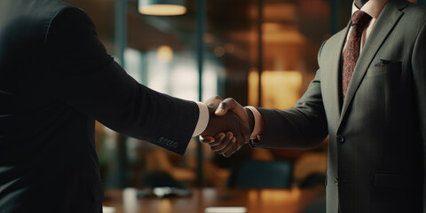 Wall Mural - Close up Business people shaking hands in office