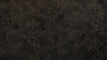 Black Background, Wall With Vintage Floral Ornament On Wallpaper
