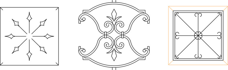 Vector sketch illustration of classic wrought iron design decoration full of vintage ornaments