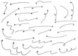 手書きの矢印のセット素材　細め　線画　ベクター