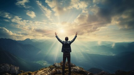 Wall Mural - silhouette of person with arms outstretched