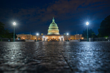 Wall Mural - Capitol building at night, Capitol Hill, Washington DC. Photo of Capitol Hill landmarks.