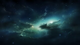 Fototapeta Kosmos - Milky Way Galaxy blue green background, abstract art background