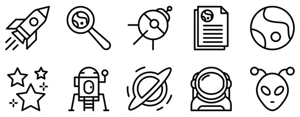 Wall Mural - galaxy explorer line style icon collection