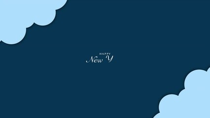 Wall Mural - Happy New Year Text Animation With Cloud