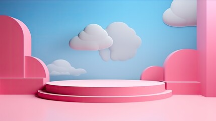 Wall Mural - 3d minimal scene podium for presentation your product background