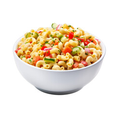 Wall Mural - Close-up of a delicious macaroni salad on a white transparent background