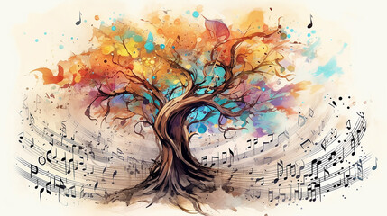 idea music theme eco notes tree isolated poster.