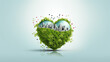 a planet in the shape of a green heart eco concept love care.