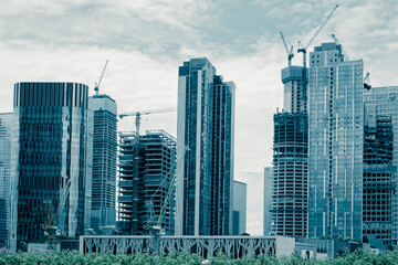 The construction of skyscrapers in China, the concept of the real estate market crisis and the bankruptcy of companies