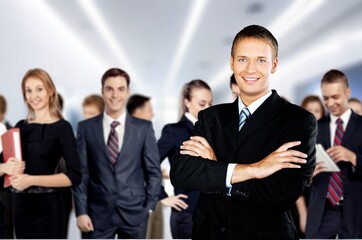 Canvas Print - Diversity happy colleagues in a office at workplace.