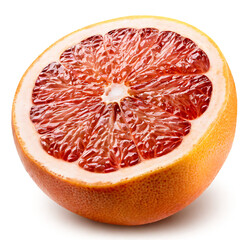 Wall Mural - Half grapefruit citrus fruit isolated on white background with clipping path. Full depth of field