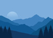 Landscape mountains and moon, vector illustration for background design.