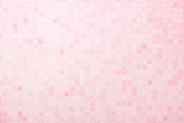 Wall Mural - Pink tile wall chequered background bathroom floor texture. Ceramic wall and floor tiles mosaic background in bathroom and kitchen clean. Pool design pattern geometric with grid wallpaper decoration.