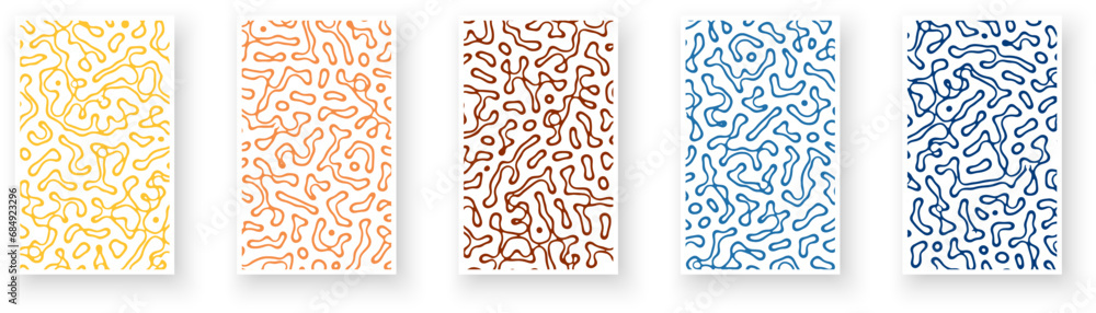 Set of paper cards with textured Turing pattern design and rough ...