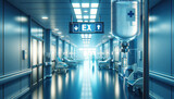 Fototapeta  - modern hospital exit corridor interior in the background, with a healthcare concept