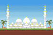 Mosque pixel for Islam with nature background in valuable game assets.