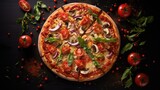 Fototapeta  - crust delicious pizza food pizza illustration toppings sauce, margherita gourmet, thin crust crust delicious pizza food pizza
