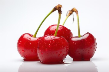 Wall Mural - Pair of sweet cherry fruits with stems