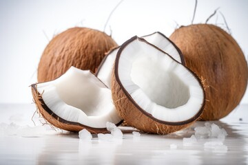 Wall Mural - Coconut with Coconuts Fruit Sliced Half Fruits