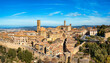 Tuscany, Volterra town skyline, church and panorama view. Maremma, Italy, Europe. Panoramic view of Volterra, medieval Tuscan town with old houses, towers and churches, Tuscany, Italy.