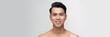 © makistock - Beauty portrait of shirtless handsome Asian male model smiling for men skin care concept