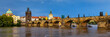 Charles Bridge sunset view of the Old Town pier architecture, Charles Bridge over Vltava river in Prague, Czechia. Old Town of Prague with Charles Bridge, Prague, Czech Republic.