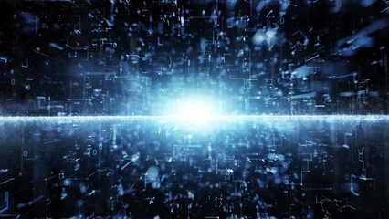 Seamless loop digital binary code data with lines animation.