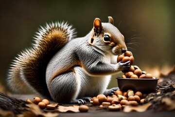 Wall Mural - eastern grey squirrel eat nut hold nut transparent background 