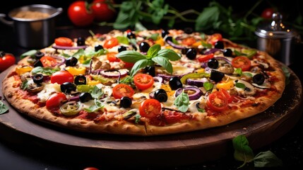 healthy vegetable pizza food vegetable illustration fresh vegetarian, cheese crust, tomato onion healthy vegetable pizza food vegetable