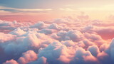 Fototapeta Niebo - Pink blue clouds at sunset, cloudy air, flying in the sky, landscape sky at dawn. 3d render