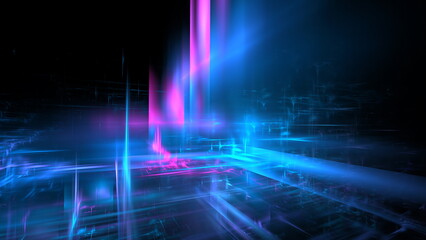 Wall Mural - futuristic abstract light, perspective, glowing background, technology design, science wallpaper, tu