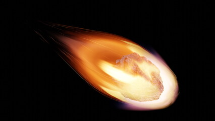 Wall Mural - asteroid, fall of comet to earth, armageddon disaster, danger meteorite. huge fiery comet is flying 